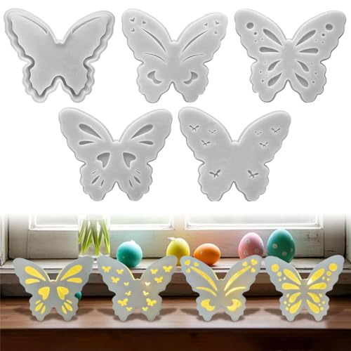 Ostern Silikonformen Gießformen Schmetterling, 5 Stück Silikonform Ostern Schmetterling Silikonform Frühling Gießformen Silikon Gießform Ostern Giessformen Silikon Gießform Schmetterling (A) von FZQBEY