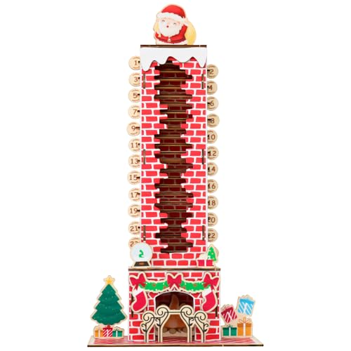 Santa Down The Chimney Countdown Adventskalender 2024 aus Holz Weihnachtsdeko Weihnachtskalender 2024 24 Tage Adventskalender Weihnachtsmann Countdown Kalender für Kinder und Erwachsene (A) von FZQBEY