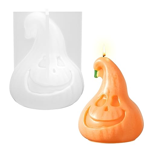 Silikonform Kürbis, Halloween Deko Kürbis Kerzenform Resin Silikonform Herbst Deko 3D Kürbis Epoxidharz Formen Thanksgiving Silikon Form für die Herbsternte Halloween Silikonform Kerzenform (A) von FZQBEY