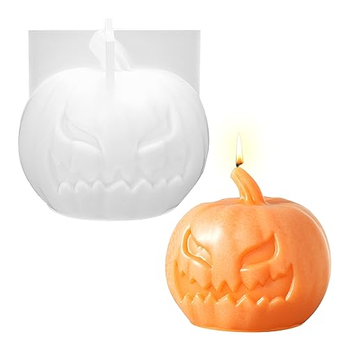 Silikonform Kürbis, Halloween Deko Kürbis Kerzenform Resin Silikonform Herbst Deko 3D Kürbis Epoxidharz Formen Thanksgiving Silikon Form für die Herbsternte Halloween Silikonform Kerzenform (B) von FZQBEY