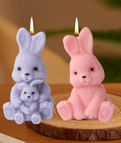 2 Stück Silikonform Ostern, Silikonform Hase Kerzenform 3D Kaninchen Gießform Ostern Gießformen Silikon Ostern Hase Kerzenformen zum Gießen Ostern Silikonformen Gießformen Kerzen for Gips, Kerzen von FZQBEY