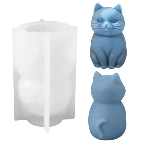 Silikonformen Gießformen Katze Kerzenformen zum Gießen Silikonform Kerzen 3D Kätzchen Silikon Kerzenform Seifenform Epoxidharz Tiere Formen Katze Gießform für Sojawachs Kerzen, Seife, Gips (A) von FZQBEY