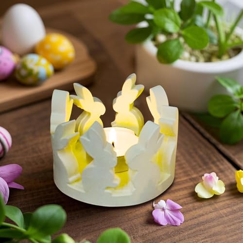 Silikonformen Gießformen Ostern, Silikonform Ostern Hase Silikonform Kerzenhalter Gießformen Silikon Gießform Ostern Gipsformen zum Gießen 3D Osternhase Silikonform Teelichthalter Giessformen Silikon von FZQBEY