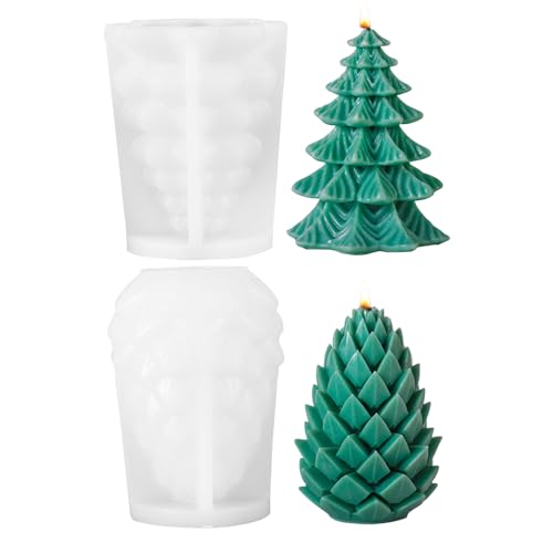 Silikonformen Gießformen Weihnachten Kerzenformen zum Gießen, 3D Weihnachtsbaum Silikonform Weihnachten Gips Zum Gießen Baum Gießformen Silikon Gießform Weihnachten Giessformen Silikon (C+D) von FZQBEY