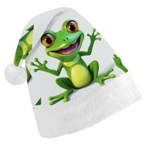 Erwachsene Weihnachtsmützen Weihnachten Festival Hüte Weihnachten Party Geschenk Hüte Festliche Weihnachtsmützen für Männer und Frauen Weihnachtsmann Weihnachtsmütze Grün Frosch Nikolausmütze von FZQVSGW