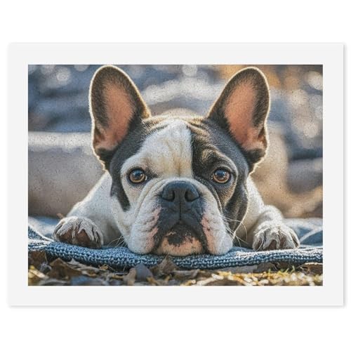 FZQVSGW Digitales Ölgemälde für Erwachsene, Anfänger, Malen nach Zahlen, Französische Bulldogge, niedliche digitale Ölfarben nach Zahlen für Erwachsene, einfaches Leinwand-Kunstdruck-Set für Zuhause, von FZQVSGW