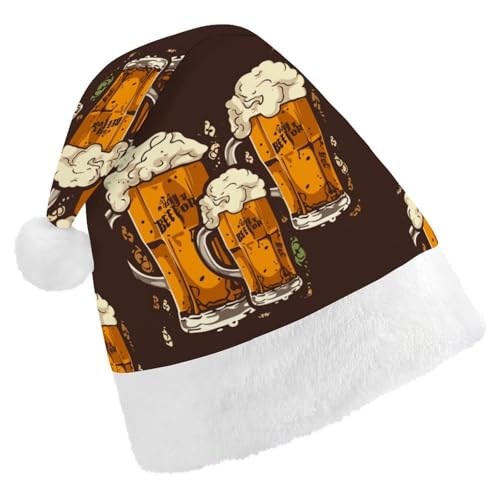 FZQVSGW Erwachsene Weihnachtsmützen Weihnachten Festival Hüte Weihnachten Party Geschenk Hüte Festliche Weihnachtsmützen für Männer und Frauen Weihnachtsmann Weihnachtsmütze Bier Nikolausmütze von FZQVSGW