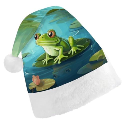 FZQVSGW Erwachsene Weihnachtsmützen Weihnachten Festival Hüte Weihnachten Party Geschenk Hüte Festliche Weihnachtsmützen für Männer und Frauen Weihnachtsmann Weihnachtsmütze Frosch im Teich von FZQVSGW