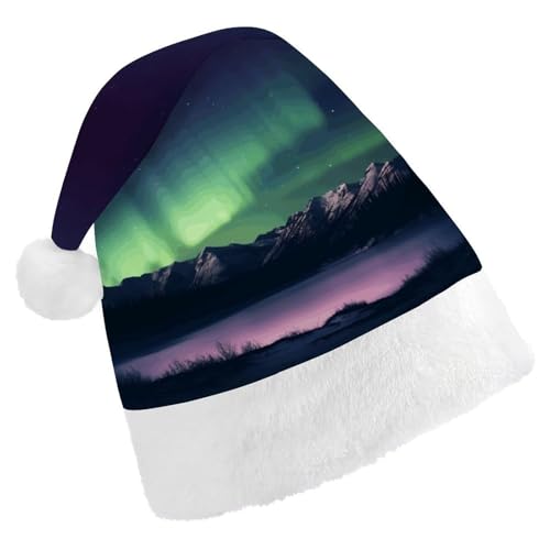 FZQVSGW Erwachsene Weihnachtsmützen Weihnachten Festival Hüte Weihnachten Party Geschenk Hüte Festliche Weihnachtsmützen für Männer und Frauen Weihnachtsmann Weihnachtsmütze Northern Aurora NightSanta von FZQVSGW