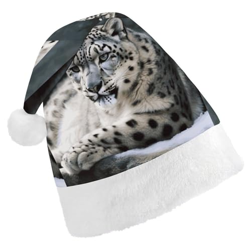 FZQVSGW Erwachsene Weihnachtsmützen Weihnachten Festival Hüte Weihnachten Party Geschenk Hüte Festliche Weihnachtsmützen für Männer und Frauen Weihnachtsmann Weihnachtsmütze Schnee Leopard von FZQVSGW