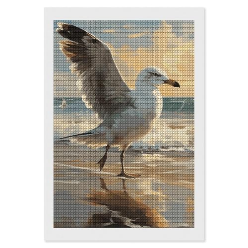 FZQVSGW Painting of a Seagull Diamond Painting Kit, Complete DIY Square Trays Decor Diamond Arts Kits for Home Or Farmhouse Decor 20.3 cmx30.5 cm (No Frame Included) von FZQVSGW