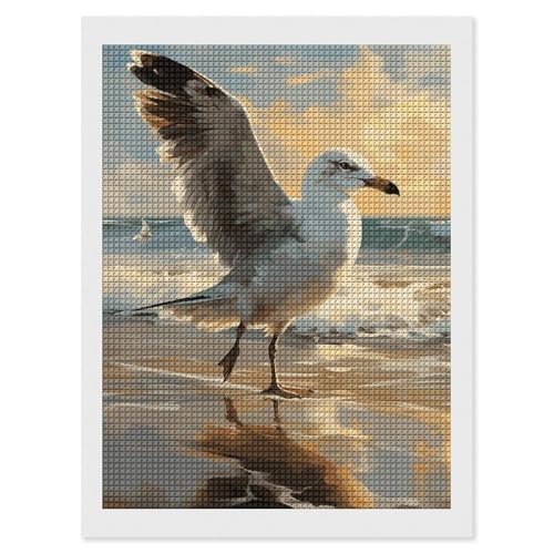 FZQVSGW Painting of a Seagull Diamond Painting Kit, Complete DIY Square Trays Decor Diamond Arts Kits for Home Or Farmhouse Decor 30.5 cmx40.6 cm (No Frame Included) von FZQVSGW