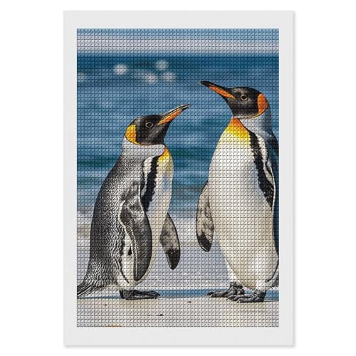 FZQVSGW Pinguin und Meer, Diamant-Malerei-Set, komplettes DIY-Quadrat Tabletts, Dekoration, Diamant-Kunst-Kits für Zuhause oder Bauernhaus-Dekoration, 20,3 x 30,5 cm (ohne Rahmen) von FZQVSGW