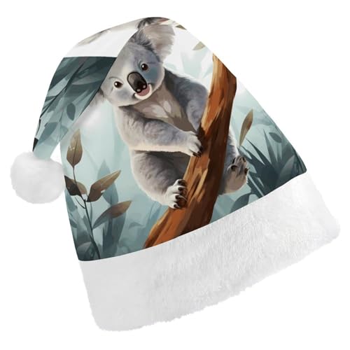 FZQVSGW Weihnachtsmützen für Erwachsene, Weihnachtsfest, Festliche Weihnachtsmützen für Männer und Frauen, Weihnachtsmannmütze, Koala und Schmetterling, Weihnachtsmannmütze von FZQVSGW