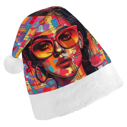 FZQVSGW Weihnachtsmützen für Erwachsene, Weihnachtsfest, Festliche Weihnachtsmützen für Männer und Frauen, Weihnachtsmannmütze, Mädchen, mit Sonnenbrille, Nikolausmütze von FZQVSGW