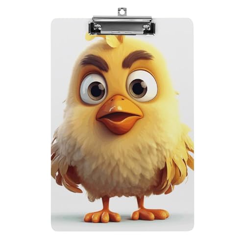 Klemmbrett Cartoon Huhn Büro Klemmbrett 21,6 x 32,5 cm Acryl Klemmbrett mit Metallclip Briefgröße A4 Halter Niedliches hängendes Klemmbrett für die Arbeit von FZQVSGW