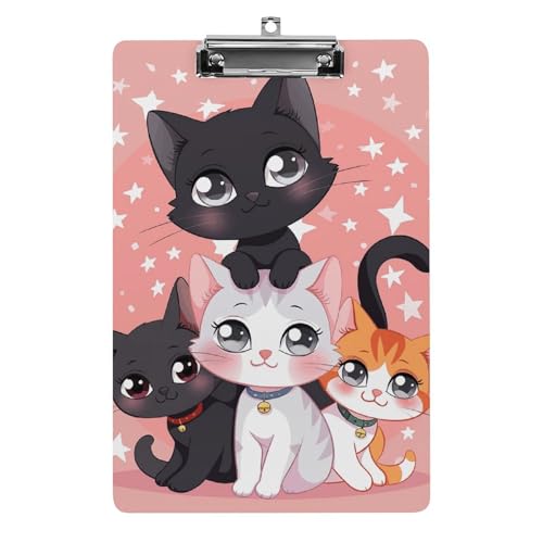 Klemmbrett Cartoon kleine Katze Büro Klemmbrett 21,6 x 32,5 cm Acryl Klemmbrett mit Metallclip Briefgröße A4 Halter niedliches hängendes Klemmbrett für die Arbeit von FZQVSGW