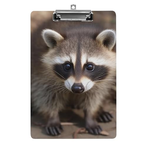 Klemmbrett Cub Waschbär Büro Klemmbrett 21,6 x 32,5 cm Acryl Klemmbrett mit Metallclip Briefgröße A4 Halter Niedliches hängendes Klemmbrett für die Arbeit von FZQVSGW