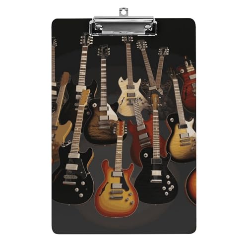 Klemmbrett Gitarren Büro Klemmbrett 21,6 x 32,5 cm Acryl Klemmbrett mit Metallclip Briefgröße A4 Halter Niedliches hängendes Klemmbrett für die Arbeit von FZQVSGW