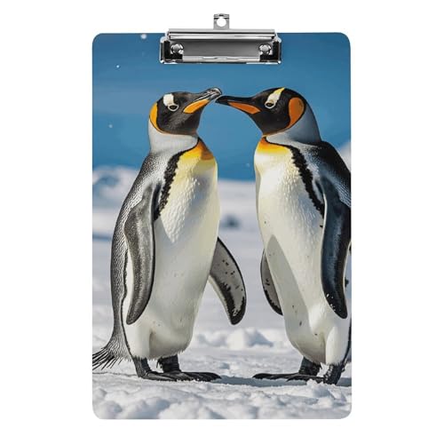 Klemmbrett Junge Pinguine mit Schnee Büro-Klemmbrett 21,6 x 32,5 cm Acryl-Klemmbrett mit Metallclip, Briefgröße, A4-Halter, niedliches hängendes Klemmbrett für die Arbeit von FZQVSGW