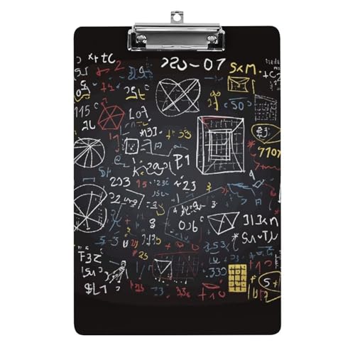 Klemmbrett Mathematik und Physik Büro Klemmbrett 21,6 x 32,5 cm Acryl Klemmbrett mit Metallclip Briefgröße A4 Halter Niedliches hängendes Klemmbrett für die Arbeit von FZQVSGW