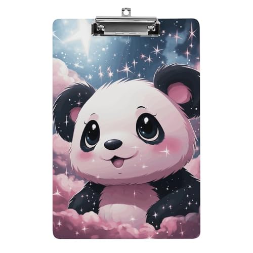 Klemmbrett Panda Büro-Klemmbrett 21,6 x 32,5 cm Acryl-Klemmbrett mit Metallclip, Briefgröße, A4-Halter, niedliches hängendes Klemmbrett für die Arbeit von FZQVSGW