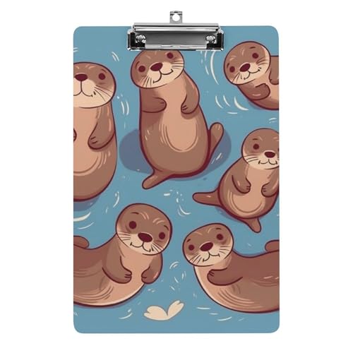 Klemmbrett Tier, niedlich, braun, Otter, Büro-Klemmbrett, 21,6 x 32,5 cm, Acryl-Klemmbrett mit Metallclip, Briefgröße, A4-Halter, niedliches hängendes Klemmbrett für die Arbeit von FZQVSGW