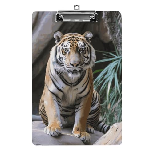 Klemmbrett Tiger im Zoo Büro Klemmbrett 21,6 x 32,5 cm Acryl Klemmbrett mit Metallclip Briefgröße A4 Halter Niedliches hängendes Klemmbrett für die Arbeit von FZQVSGW