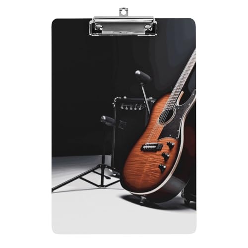 Klemmbrett für Musikinstrumente, Gitarre, Büro, 21,6 x 32,5 cm, Acryl-Klemmbrett mit Metallclip, Briefgröße, A4-Halter, niedliches hängendes Klemmbrett für die Arbeit von FZQVSGW