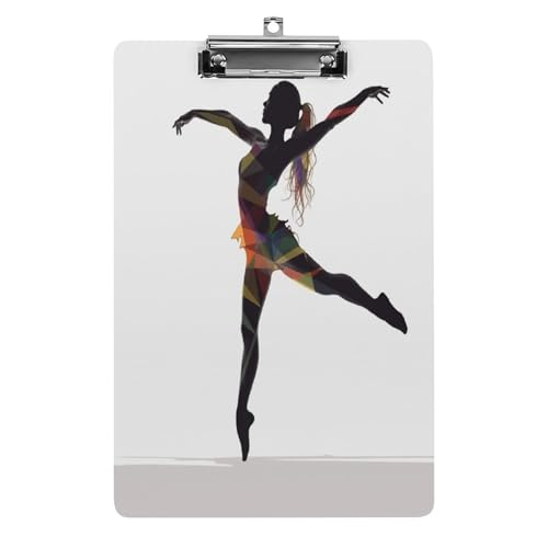 Acryl-Klemmbrett "A Dancer", bedruckt, niedlich, dekoratives Glitzer-Klemmbrett, 21,6 x 28,9 cm von FZQVSWTX