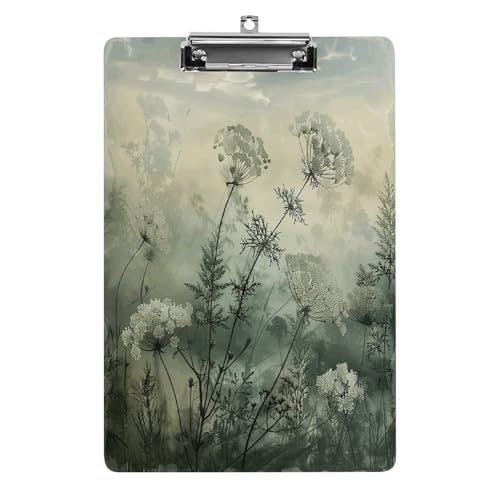 Acryl-Klemmbrett Blumen im Nebel bedruckt niedlich dekorativ Glitzer Klemmbrett Frauen Klemmbretter 21,6 x 28,9 cm von FZQVSWTX