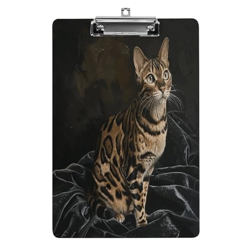 Acryl-Klemmbrett Katze auf Decke, bedruckt, niedlich, dekorativ, glitzernd, Klemmbrett für Damen, 21,6 x 28,9 cm von FZQVSWTX