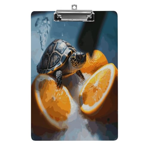 Acryl-Klemmbrett Schildkröten aus Orangen bedruckt niedlich dekorativ Glitzer Klemmbrett Frauen Klemmbretter 21,6 x 28,9 cm von FZQVSWTX