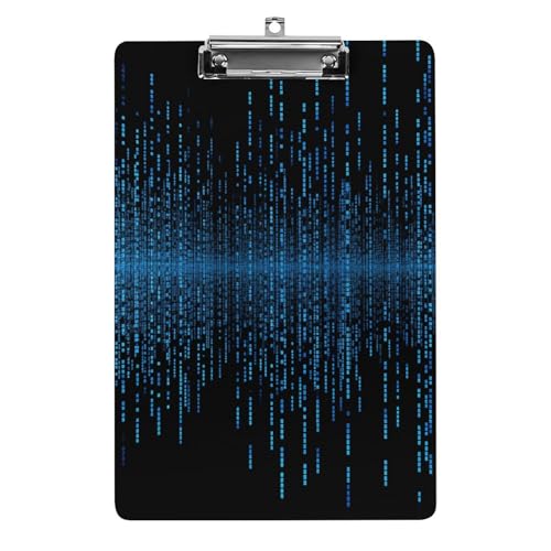 Acryl-Klemmbrett The Blue Binary Matrix Printed Cute Decorative Glitter Clipboard Women Clip Boards 8.5x11 von FZQVSWTX