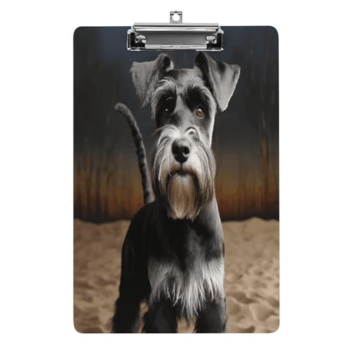 Acryl-Klemmbrett Tierschnauzer Hund bedruckt niedlich dekoratives Glitzer-Klemmbrett Frauen Klemmbretter 21,6 x 28,9 cm von FZQVSWTX