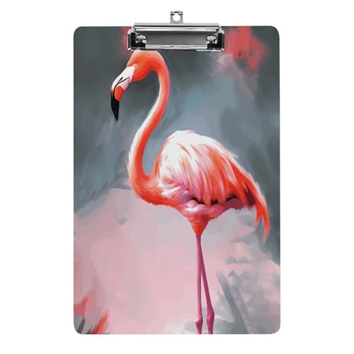 Acryl-Klemmbrett mit Flamingo-Druck, niedliches dekoratives Glitzer-Klemmbrett für Damen, 21,6 x 28,9 cm von FZQVSWTX