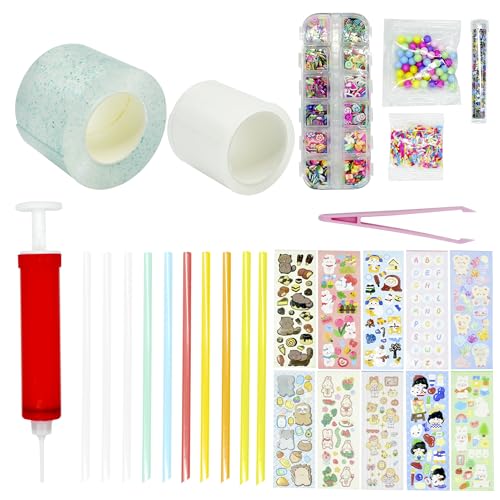 FZSECRIU Nano Tape Kit, 39 Stück Tape Bubble Kit, Blowing Bubble Tape, Bubble Tape, Nanoband, mit Strohhalmen, Pinzetten, Pailletten, Traceless Klebeband von FZSECRIU