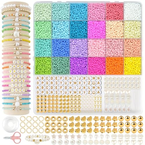 FZSECRIU 12000 24 Farben 3mm perlen für armbänder，perlen set，armbänder selber machen，friendship bracelet kit，diy armband set，perlenset für armbänder，armband set selber machen，perlen zum auffädeln von FZSECRIU