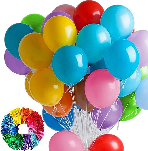 Bunt Ballons, FaJoek 100 PCS Luftballons Bunt, Luftballons gemischte Farben, Farbige Ballons, Latex Luftballons, Helium Luftballons Geburtstag, Luftballons Geburtstag, Partyballon, Hochzeiten-10 Zoll von FaJoek