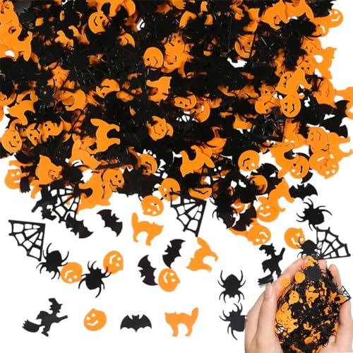 Halloween Deko Konfetti FaJoek 30G/1000 StückHalloween Dekoration Konfetti Spinnennetze Hexen Fledermäuse Kürbisse Spinnen Konfetti von FaJoek