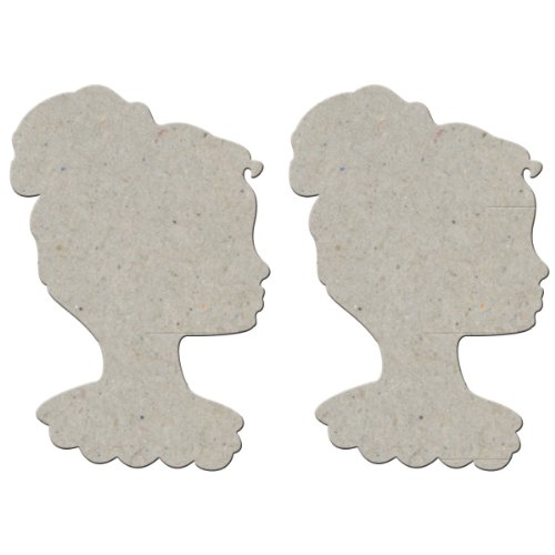 Die-Cut Grey Chipboard Embellishments-Cameo Lady 2/Pkg von FabScraps