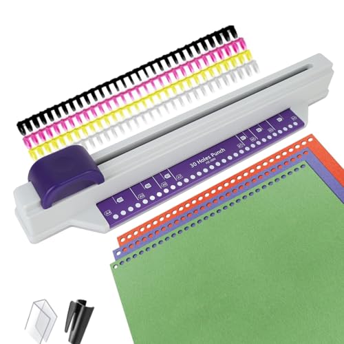 Fabater Bindemaschine, Tragbare Desktop-Bindezange, Handschub-30-Loch-Stanze für A4, A5, A6, A7, B5, B6, B7, Papierstanze, Bindemaschine mit 4 Loseblatt-Bindestreifen, 6 Blatt Kapazität von Fabater