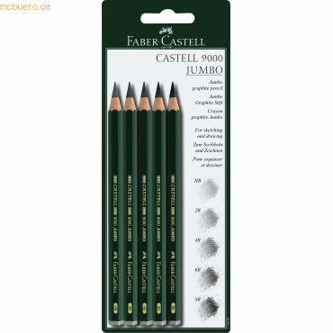 Faber Castell Bleistift Castell 9000 Jumbo HB 2B 4B 6B 8B auf Blisterk von Faber Castell