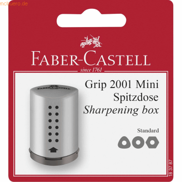 5 x Faber Castell Einfachspitzdose Grip 2001 Mini silber Blisterkarte von Faber Castell