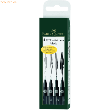 5 x Faber Castell Tuschestift Pitt Artist Pen 4er Etui Spitze: sortier von Faber Castell