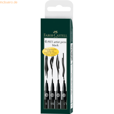 5 x Faber Castell Tuschestift Pitt Artist Pen schwarz VE=4 Stück Kunst von Faber Castell