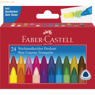 6 x Faber Castell Wachsmalstift Dreikant sortiert Etui VE=24 Stück von Faber Castell