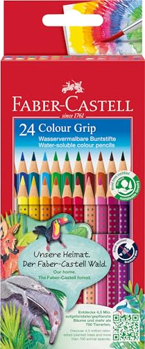 Faber-Castell 112424 Colour Grip Buntstifte für Kinder, 24er-Buntstifte-Set, Malstifte mit Grip und dreieckigem Schaft, wasserlöslichen Pigmenten, leicht auswaschbar und bruchsicher, Schulsachen Faber-Castell 112424 Colour Grip Buntstifte für Kinder, 24er-Buntstifte-Set, Malstifte mit Grip und dreieckigem Schaft, wasserlöslichen Pigmenten, leicht auswaschbar und bruchsicher, Schulsachen von Faber-Castell