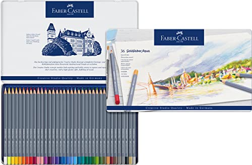 FABER-CASTELL 114636 - Aquarellstifte Goldfaber, 36-teiliges Buntstifte Set, bruchsicher, vollständig wasservermalbar von Faber-Castell