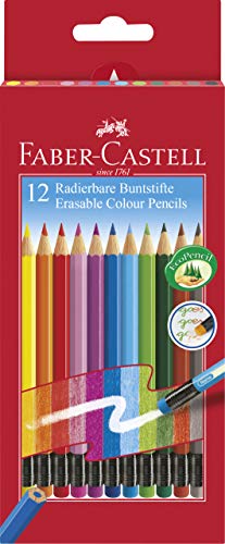 FABER-CASTELL 116612 - Radierbare Buntstifte mit Gummitip, 12er Kartonetui, 1 Stück von Faber-Castell